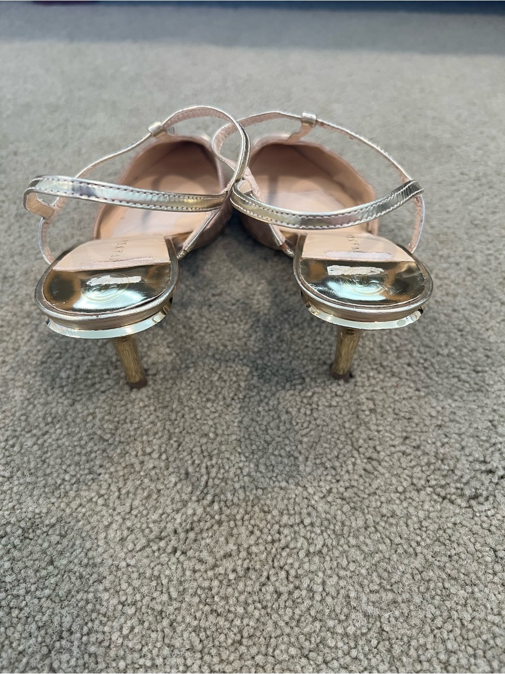 Mark & Graham Blush Pink Snakeskin Slingback Heels Pointed Toe Size 7.5 - Picture 2 of 4